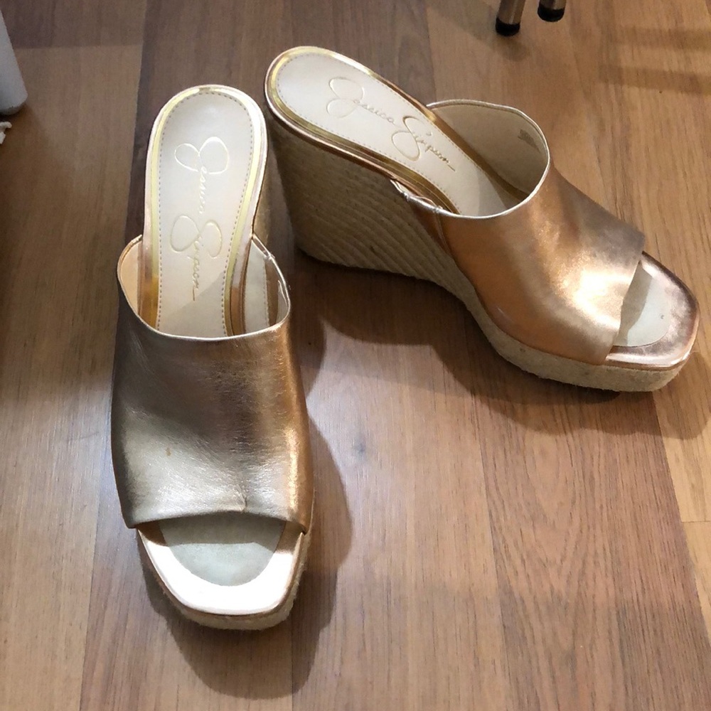 Jessica Simpson-sz 9.5 espadrille sandal rose gold